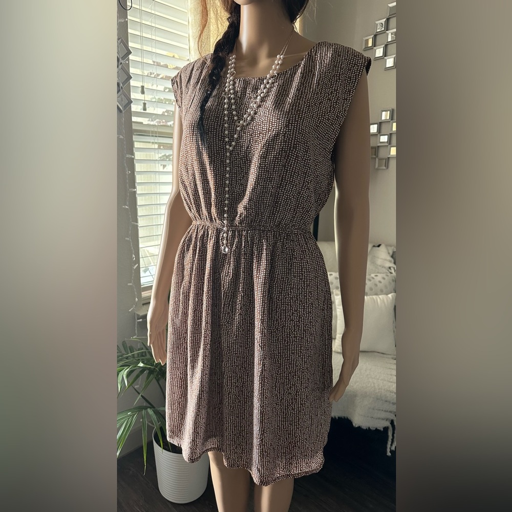 Zara Brown White Polka Dot Knee Length Dress Medium